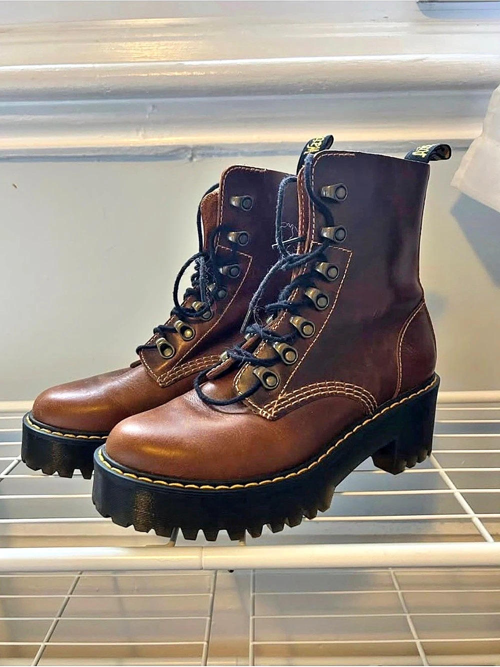 Dr. Martens Leona Platform Boot Brown US 6